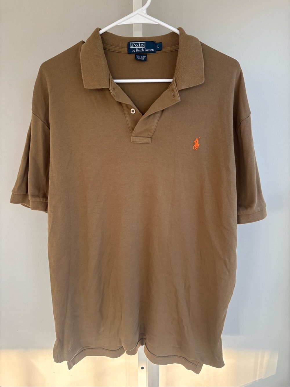 Polo Ralph Lauren Men’s Polo Shirt 100% Cotton Brown Tan Classic Fit Size L